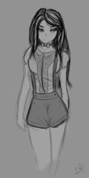 Size: 315x631 | Tagged: safe, artist:blueangel06661, imported from derpibooru, octavia melody, human, background pony, clothes, female, grayscale, humanized, monochrome, solo
