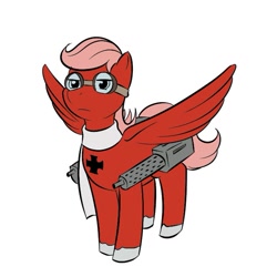 Size: 665x665 | Tagged: safe, artist:kloudmutt, imported from derpibooru, pegasus, pony, clothes, cross, goggles, machine gun, ponified, red baron, scarf, solo, unshorn fetlocks