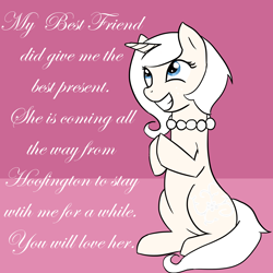 Size: 3500x3500 | Tagged: safe, artist:ivorylace, artist:katiespalace, imported from derpibooru, oc, oc only, oc:ivory lace, pony, unicorn, ask, dialogue, female, grin, mare, necklace, smiling, solo, text, tumblr