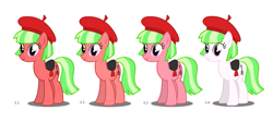 Size: 1027x464 | Tagged: safe, imported from derpibooru, drama letter, watermelody, equestria girls, alternate design, background human, beret, comparison, critique requested, hat, ponified, saddle