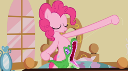 Size: 1050x590 | Tagged: safe, imported from derpibooru, screencap, gummy, pinkie pie, just for sidekicks, floss, flossing