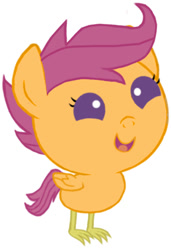 Size: 281x410 | Tagged: safe, artist:rlyoff, imported from derpibooru, scootaloo, baby, female, scootachicken, simple background, solo, white background