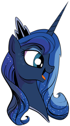 Size: 2761x5000 | Tagged: safe, artist:amorecadenza, artist:andypriceart, imported from derpibooru, princess luna, bust, female, happy, simple background, solo, transparent background, vector