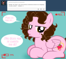 Size: 1236x1106 | Tagged: safe, artist:shinta-girl, imported from derpibooru, oc, oc only, oc:shinta pony, ask, solo, spanish, translated in the description, tumblr
