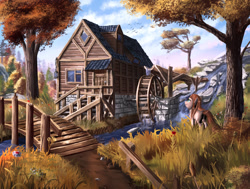 Size: 1280x966 | Tagged: safe, artist:sylar113, imported from derpibooru, oc, oc only, detailed, scenery, solo, watermill