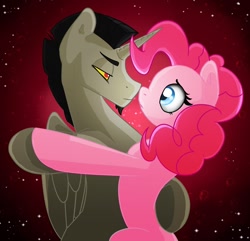 Size: 1280x1235 | Tagged: safe, artist:kelisah, imported from derpibooru, discord, pinkie pie, alicorn, pony, dancing, discopie, female, male, mohawk, ponified, shipping, straight