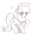 Size: 798x862 | Tagged: safe, artist:maren, imported from derpibooru, applejack, :), female, looking at you, monochrome, pixiv, raised hoof, smiley face, solo