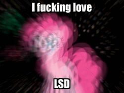 Size: 750x563 | Tagged: safe, imported from derpibooru, pinkie pie, caption, lsd, vulgar