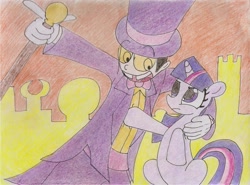 Size: 2183x1617 | Tagged: safe, artist:datte-before-dawn, artist:dattebayo681, imported from derpibooru, twilight sparkle, crossover, superjail, the warden, traditional art, warden