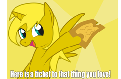 Size: 2707x1769 | Tagged: safe, imported from derpibooru, oc, oc only, oc:ticket, alicorn, pony, alicorn oc, image macro, solo, ticket