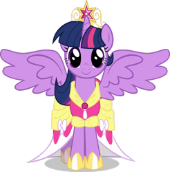 Size: 1024x1039 | Tagged: safe, artist:jigglybelle, imported from derpibooru, twilight sparkle, alicorn, pony, magical mystery cure, clothes, coronation dress, cute, dress, female, mare, simple background, smiling, transparent background, twilight sparkle (alicorn), vector