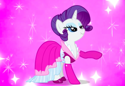 Size: 873x600 | Tagged: safe, imported from derpibooru, screencap, rarity, pony, too many pinkie pies, alternate hairstyle, clothes, dress, female, scrunchy face, solo