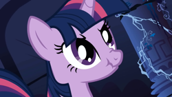 Size: 1280x720 | Tagged: safe, imported from derpibooru, screencap, twilight sparkle, pony, unicorn, friendship is magic, angry, bust, castle of the royal pony sisters, close-up, female, frown, glare, nose wrinkle, portrait, scrunchy face, solo, unicorn twilight