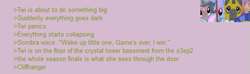 Size: 519x154 | Tagged: safe, imported from derpibooru, king sombra, lyra heartstrings, twilight sparkle, /mlp/, 4chan, 4chan screencap, greentext, royal guard, text
