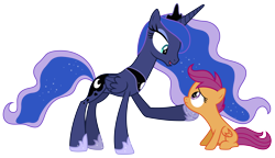 Size: 8000x4600 | Tagged: safe, artist:90sigma, imported from derpibooru, princess luna, scootaloo, alicorn, pegasus, pony, sleepless in ponyville, .svg available, absurd resolution, female, filly, mare, sad, simple background, svg, transparent background, vector