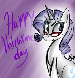 Size: 623x647 | Tagged: safe, artist:blup-chan, imported from derpibooru, rarity, pony, female, glasses, solo, valentine