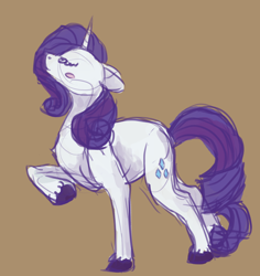 Size: 1138x1204 | Tagged: safe, artist:weepysheep, imported from derpibooru, rarity, pony, unicorn, brown background, eyes closed, female, simple background, smiling, solo, unshorn fetlocks