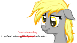 Size: 1067x600 | Tagged: safe, edit, imported from derpibooru, derpy hooves, alone, hearts and hooves, lonely, sad, text, valentine's day