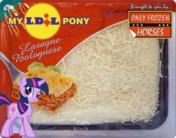 Size: 960x751 | Tagged: safe, imported from derpibooru, twilight sparkle, 2013 horsemeat scandal, horse meat, lasagna, lidl, only fools and horses