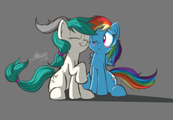 Size: 1938x1342 | Tagged: safe, artist:nac0n, imported from derpibooru, rainbow dash, :<, blushing, capricorn, eyes closed, female, lesbian, nuzzling, ponyscopes, shipping, smiling, snuggling, zodiac