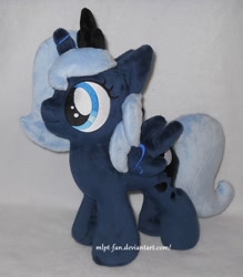 Size: 1002x1146 | Tagged: safe, artist:calusariac, artist:mlpt-fan, imported from derpibooru, princess luna, pony, female, filly, irl, photo, plushie, solo, woona