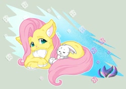 Size: 1024x721 | Tagged: safe, artist:raininess, imported from derpibooru, angel bunny, fluttershy, cat, rabbit, catified, fluttercat, species swap