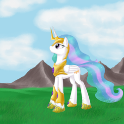 Size: 1400x1400 | Tagged: safe, artist:wolfypon, imported from derpibooru, princess celestia, pony, armor, female, helmet, solo