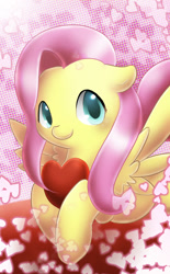 Size: 600x966 | Tagged: safe, artist:pegasisters82, imported from derpibooru, fluttershy, pony, female, heart, solo, valentine's day