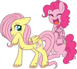 Size: 447x402 | Tagged: safe, artist:lulubell, imported from derpibooru, fluttershy, pinkie pie, earth pony, pegasus, pony, female, flutterpie, lesbian, plushie, shipping, simple background, transparent background