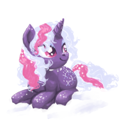 Size: 800x800 | Tagged: safe, artist:needsmoarg4, imported from derpibooru, powder, pony, unicorn, female, g1, g1 to g4, g4, generation leap, mare, simple background, snow, snowfall, solo, white background