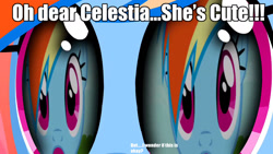 Size: 1280x720 | Tagged: safe, imported from derpibooru, screencap, rainbow dash, magical mystery cure, caption, eyes, meme, out of context, reflection, selfcest