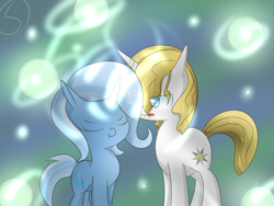 Size: 1600x1200 | Tagged: safe, artist:xxshellbellxx, imported from derpibooru, prince blueblood, trixie, bluetrix, female, male, shipping, straight