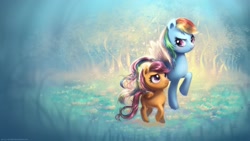 Size: 3200x1800 | Tagged: safe, artist:reirobin, imported from derpibooru, rainbow dash, scootaloo