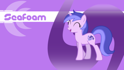 Size: 1024x576 | Tagged: safe, artist:lordvurtax, artist:m99moron, imported from derpibooru, sea swirl, seafoam, pony, abstract background, background pony, eyes closed, female, mare, open mouth, solo, vector, wallpaper