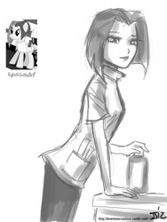 Size: 610x813 | Tagged: safe, artist:johnjoseco, imported from derpibooru, vidala swoon, human, black and white, female, grayscale, hairspray, humanized, monochrome