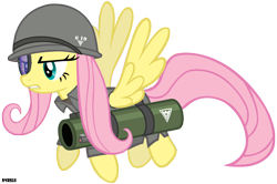 Size: 2500x1664 | Tagged: safe, artist:a4r91n, imported from derpibooru, fluttershy, allied nations, clothes, command and conquer, crossover, helmet, red alert, rocket launcher, simple background, transparent background, uniform, vector