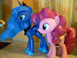 Size: 2816x2112 | Tagged: safe, artist:znegil, imported from derpibooru, pinkie pie, princess luna, life size, papercraft, photo