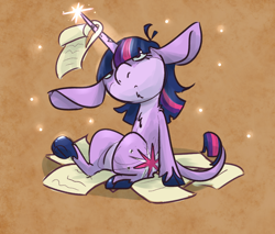 Size: 860x731 | Tagged: safe, artist:ponygoggles, imported from derpibooru, twilight sparkle, classical unicorn, leonine tail, scroll