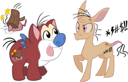 Size: 1557x1000 | Tagged: safe, artist:g-blue16, imported from derpibooru, brain, mallet, ponified, ren and stimpy, ren hoek, simple background, stars, stimpson j cat, tongue out