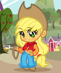 Size: 1000x1193 | Tagged: safe, artist:dragoart, imported from derpibooru, applejack, human, chibi, female, humanized, solo