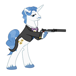 Size: 3400x3400 | Tagged: safe, artist:mtriton, imported from derpibooru, fancypants, gun, pistol, simple background, suppressor, transparent background, vector