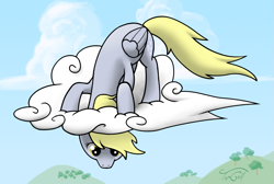 Size: 925x623 | Tagged: safe, artist:topgull, imported from derpibooru, derpy hooves, pegasus, pony, cloud, cloudy, female, mare, solo