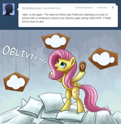 Size: 1894x1943 | Tagged: dead source, safe, artist:polkin, imported from derpibooru, fluttershy, oblivion, pillow, the elder scrolls, tumblr