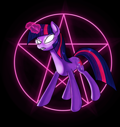 Size: 1202x1280 | Tagged: safe, artist:myhysteria, imported from derpibooru, twilight sparkle, glowing eyes, glowing horn, magic, magic circle, solo