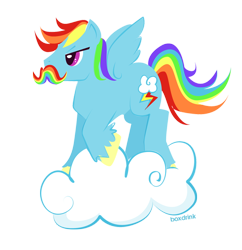 Size: 548x567 | Tagged: safe, artist:tinrobo, imported from derpibooru, rainbow dash, cloud, mousdash, moustache, rule 63, simple background, white background