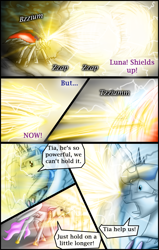 Size: 1200x1891 | Tagged: safe, artist:bonaxor, imported from derpibooru, king sombra, princess celestia, princess luna, comic:corruption, comic