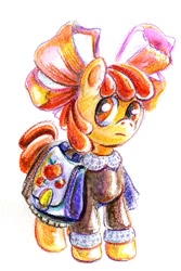 Size: 801x1200 | Tagged: safe, artist:maytee, imported from derpibooru, apple bloom, pony, clothes, dress, female, saddle bag, solo