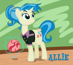 Size: 624x562 | Tagged: safe, artist:nyerpy, imported from derpibooru, allie way, pony, unicorn, ball, bowling ball, clothes, magic, photoshop, solo
