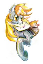 Size: 601x901 | Tagged: safe, artist:maytee, imported from derpibooru, derpy hooves, pegasus, pony, female, letter, mare, solo