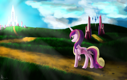 Size: 1900x1200 | Tagged: safe, artist:bronyontheway, imported from derpibooru, princess cadance, alicorn, pony, crystal empire, female, grass, mare, solo